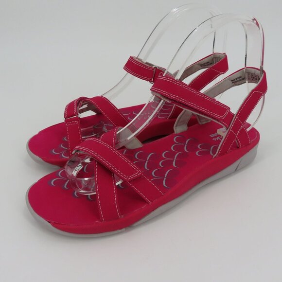 Clarks Womens 7 M 15906 Pink Gray Strappy Hook and Loop Comfort Sandals Shoes - Picture 13 of 13